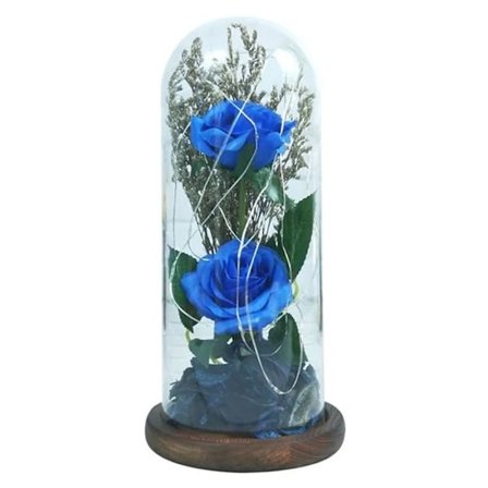 Evig blomma - TD - Röd ros - Glas - Trä - Ljusdekoration