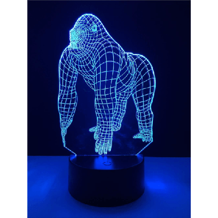 Animal Gorilla Orangutang 3d Lampe Rgb Led Usb Illsuion Nattlys Flerfarget Touch Remote Switch Bordlampe Barneleke (1 stk
