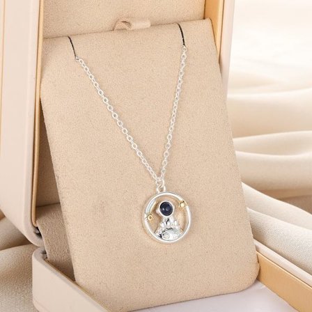 Flyg- och rymdsmycken Yttre rymden Månstjärna Flerfärgat stenhalsband Astronaut Exploreing Planet Hängsmycke Kvinnor Barn