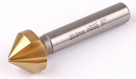 Ironside 200839 Forsænker HSS-TiN, 3 skær, 90° Ø20 mm, Maskintilbehør & forbrugsvarer