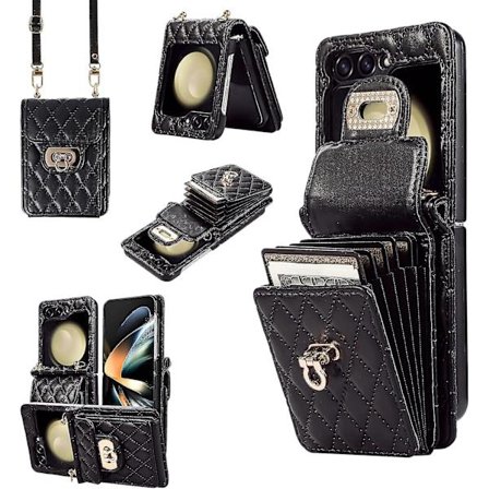 Galaxy Z Flip 5 Plånboksfodral, crossbody Mjukt Läderfodral För Samsung Galaxy Z Flip 5 Med 6 Kortfack