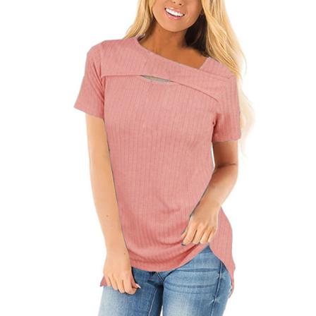 Kortärmad T-shirt För Kvinnor Med Rund Hals