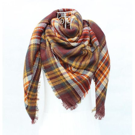 Dames Varm Tørklæde Firkantede Sjal Stribet Tartan Tørklæde