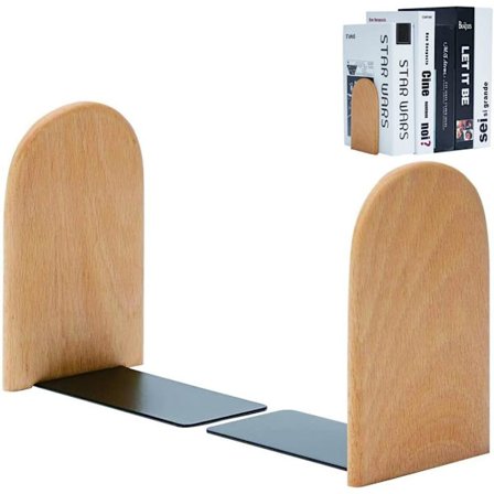 Kirjatuki, 1 pari puukirjatukia, raskas kirjahylly, puukirjatukit, liukumaton kirjahylly, (pyöreä pää)