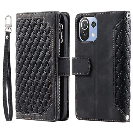 För Xiaomi 11Lite 4G/5G 005 Tredimensionellt Rutmönster Multi-Karabiner Mobiltelefonfodral