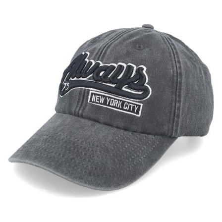 Iconic - Svart unconstructed Keps - "Always New York Washed Black Dad Cap " @ Hatstore
