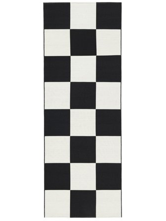 Boxie Tapis D’intérieur/Extérieur Lavable 80X200 Petit Blanc/Noir Carreaux Couloir