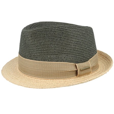Stetson - Green - straw - Hat - Toyo/Raffia Olive/Natural Trilby Straw Hat - Hatstore