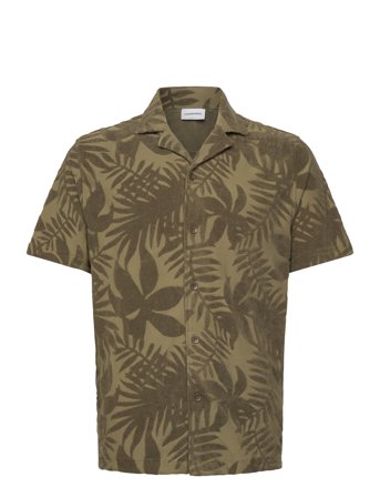 Lindbergh Frotté Shirt Y/D S/S - Green - S