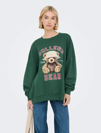 ONLY Onlbila L/S Bear O-Neck Swt - Green - S