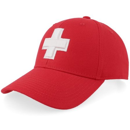 Iconic - Röd adjustable Keps - Swiss Flag Blank Red Adjustable @ Hatstore