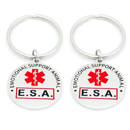 ESA Support Keychain Service Dog Tag Dubbelsidig emotionellt stöd djur med rött medicinskt larm