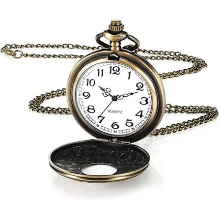 Vintage lommeur - Glatt quartz lommeur med kjede Numera