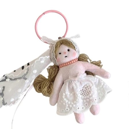 Söpö nukke avaimenperä käsintehty pitsikukkamekko tyttö riipus laukku viehätys tyylikäs lompakko korut muodikas puhelin lisävaruste pilkullinen hame