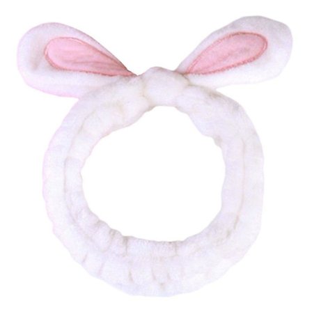Plush Kaninører Hårbånd Kvinder Hårbånd Vask Og Makeup Hårbånd Knyttet Hårbånd (hvid) (1 stk)