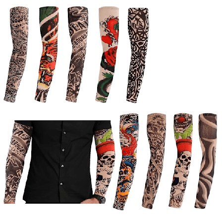 Förpackning med 9 Tatueringärmar Tatuering Armstrumpa Armtatuering Strumpa Unisex Nylon Temporära Tatueringar Arm Slumpmässig Stil