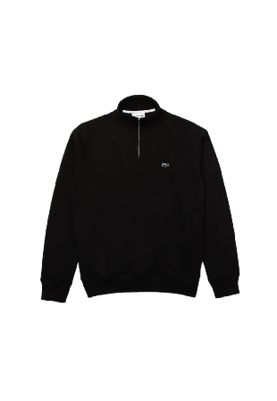 Lacoste Zippered Stand-Up Collar Cotton Sweatshirt Tröjor Herr Svart 4