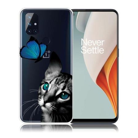 Deco OnePlus Nord N100 etui - sommerfugl og kat Black