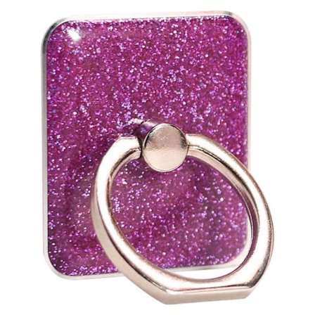 Neliön muotoinen glitteri älypuhelimen sormuksen pidike - Violetti