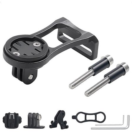 Cykelcomputerbeslag i aluminiumslegering - Kompatibel med Garmin Edge GPS GoPro (Sort)
