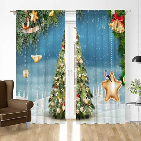 2st Print Jultrycksbehandlingar Fönstergardin