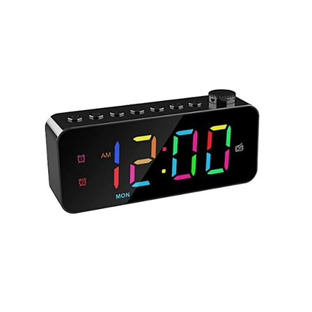 RGB Digital Vækkeur Radio, Dobbelt Alarm Med Uge-/weekendtilstand, Snooze, FM-radio Sleep Timer