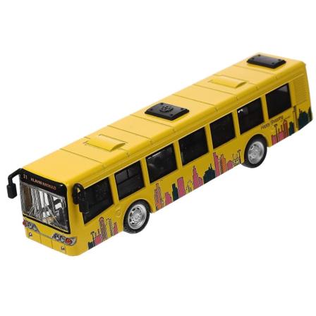 Simulering Stadsbussmodell Dra tillbaka Bussleksak Billeksaksfordon Leksak kompatibel med barn Yellow