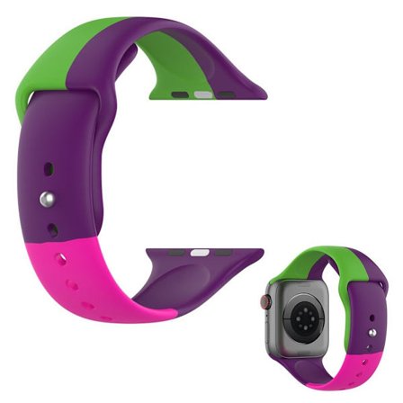 Apple Watch Series 6 / 5 44mm three color style silicone watch band - Purple / Cyan / Rose / Size: L