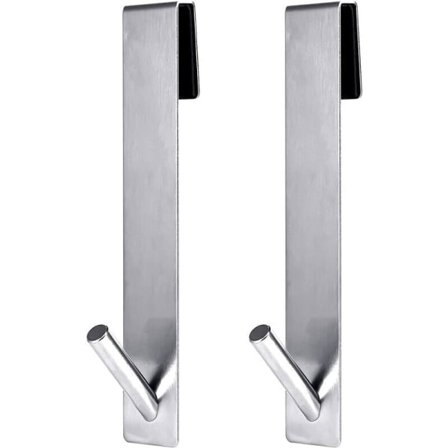 Galaxy 2 kpl 18 cm poraamattomia suihkuoven koukkuja pyyhekoukku kylpyhuoneen kehyksettömään suihkuoveen - hopea