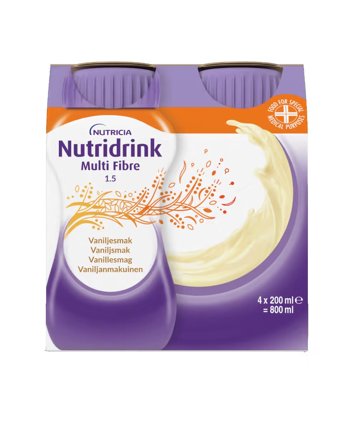 Nutridrink Multi Fibre næringsdrikk vanilje 4x200 ml