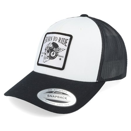 Born To Ride - Svart trucker Caps - Free Soul Skull Patch Black/White Trucker @ Hatstore