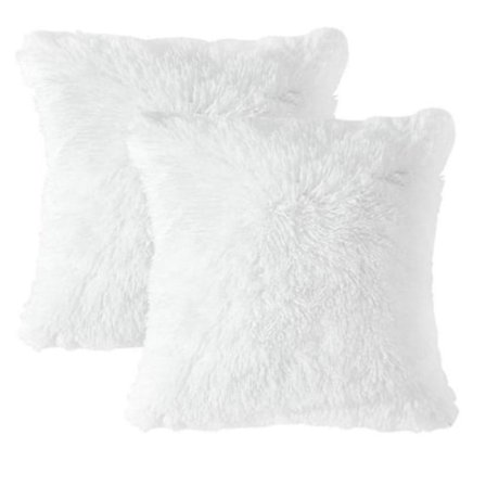 Pakke med 2 fluffy pudebetræk, firkantede kunstpels puder, bløde
