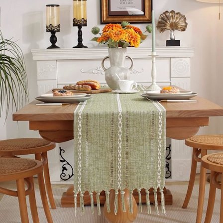 Viher vihreä pöytäjuoksija, 32 x 228 cm, sisä- ja ulkokäyttöön tarkoitettu pöytäjuoksija, vihreä