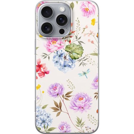 Yhteensopiva Puhelinkuori Apple Apple iPhone 16 Pro Max Kukkakuviota käsinmaalatuilla kukilla, perhosilla ja hyönteisillä romanttiseen skandinaavis