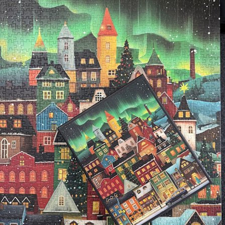 Puslespil til voksne 1000 brikker - Charmerende julenat-puslespil - Julepuslespil Stort puslespil Kunstværk til voksne teenagere (27-FX-