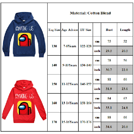 Among us tecknade spel print pojke Tröja barn Casual hoodies