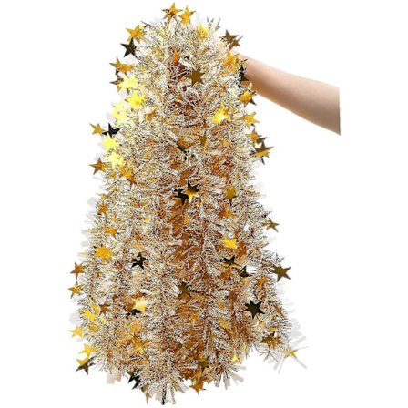 10 meter Julegirlander, kunstig grønn girlander med snø for peishylle trapp peis juledekorasjon gull