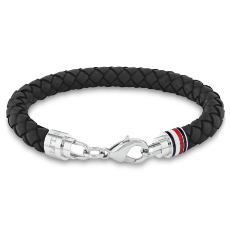 Bracciale Iconic TH TOMMY HILFIGER in pelle intrecciata nera per uomini - Bracciali in pelle