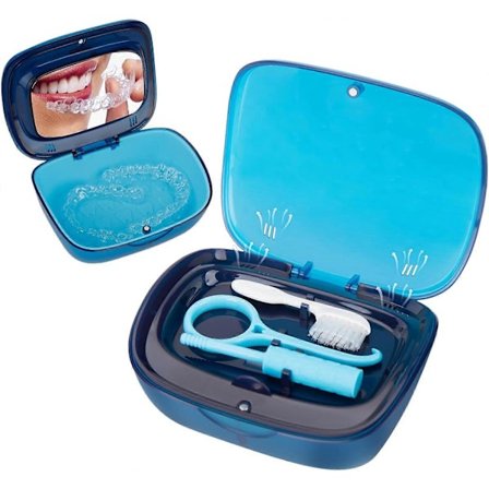 Tandproteslåda, Proteslåda med Silikonbeläggning, Tandställningsskena, Förvaring och Rengöring av Lösa Tänder