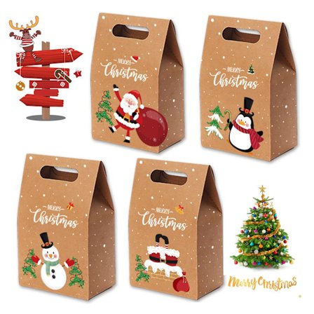 12 stykker julegaveposer, gaveposer med håndtak