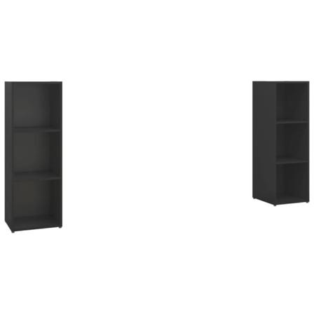 Vidaxl Tv-skåp 2 Delar Svart 107x35x37 Cm Konstruerat Trä Svart