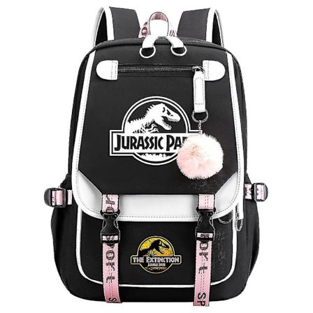 Jurassic Park Dinosaur Unisex Skolevesker - Canvas Laptop Ryggsekk For Barn, Tenåringer & Voksne