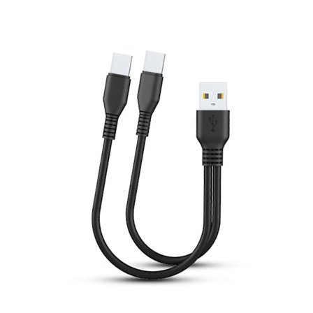 2 i 1 USB Dubbel Typ C Kabel Splitter Mobiltelefon Laddningskabel Portabel