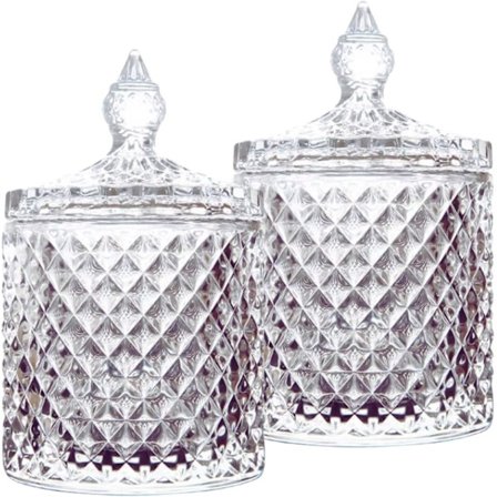 2 stk. 10oz Glas Vatpindeholder Dispenser (KLAR)