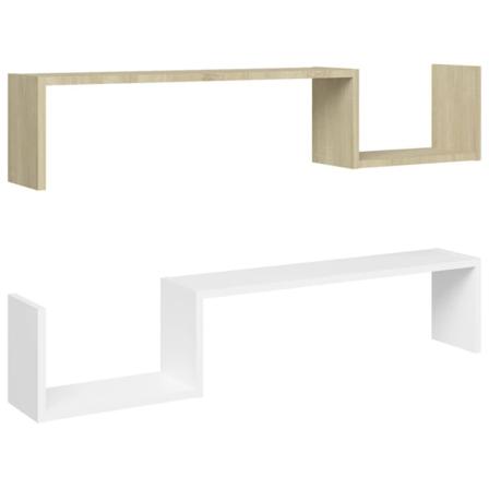 Vidaxl Vägghyllor 2 St Vit Och Sonoma-ek 100x15x20 Cm Konstruera Vit