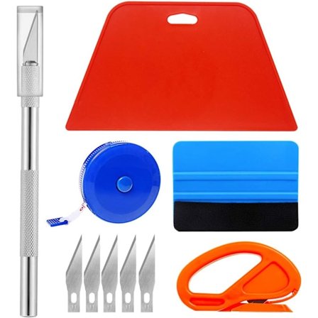 Professionell Tapetverktyg Tapet Appliceringsverktyg med Skärverktyg, Filt Squeegee, Hård Skrapa, Måttband för Vinylfilm