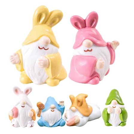 6 stk. Miniature Gnom Figurer Have Små Kanin Gnomer Gård Gnome Ornamenter Have Skulpturer