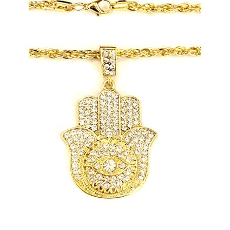 Långt halsband med Fatimas hand / Hamsas hand