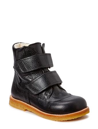 Boots - Flat - With Velcro Vinterstøvler Med Burrebånd Sort ANGULUS