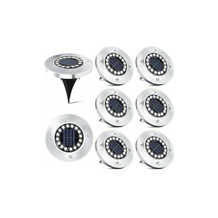 8 stk 16 LED utendørs solcellelampe, solstråle hage nedsenket lys IP65 vanntett gatelampe for gangsti terrasse gårdsplass underjordisk